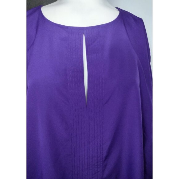 LRL Ralph Lauren Keyhole Tunic Top Size 3X Purple Flowy Embroidered Career - Picture 2 of 6